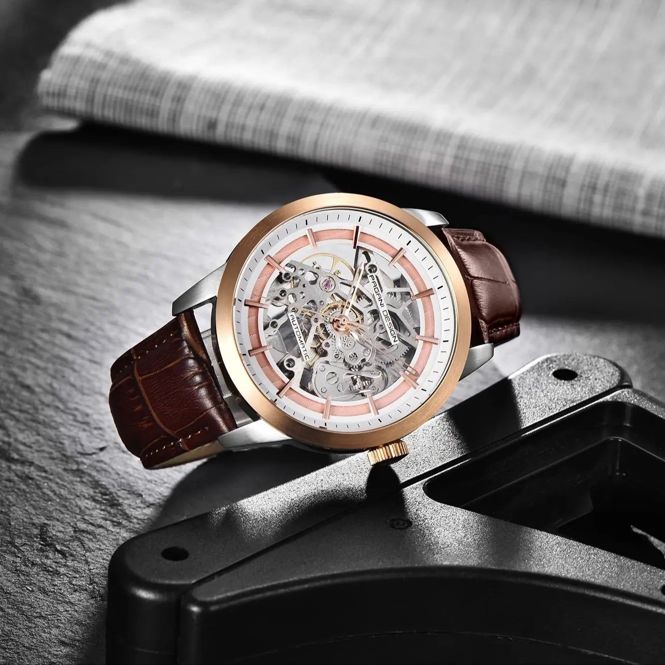 PAGANI DESIGN Relógio Masculino Automático PD-1638 - Pulseira de Couro 43mm