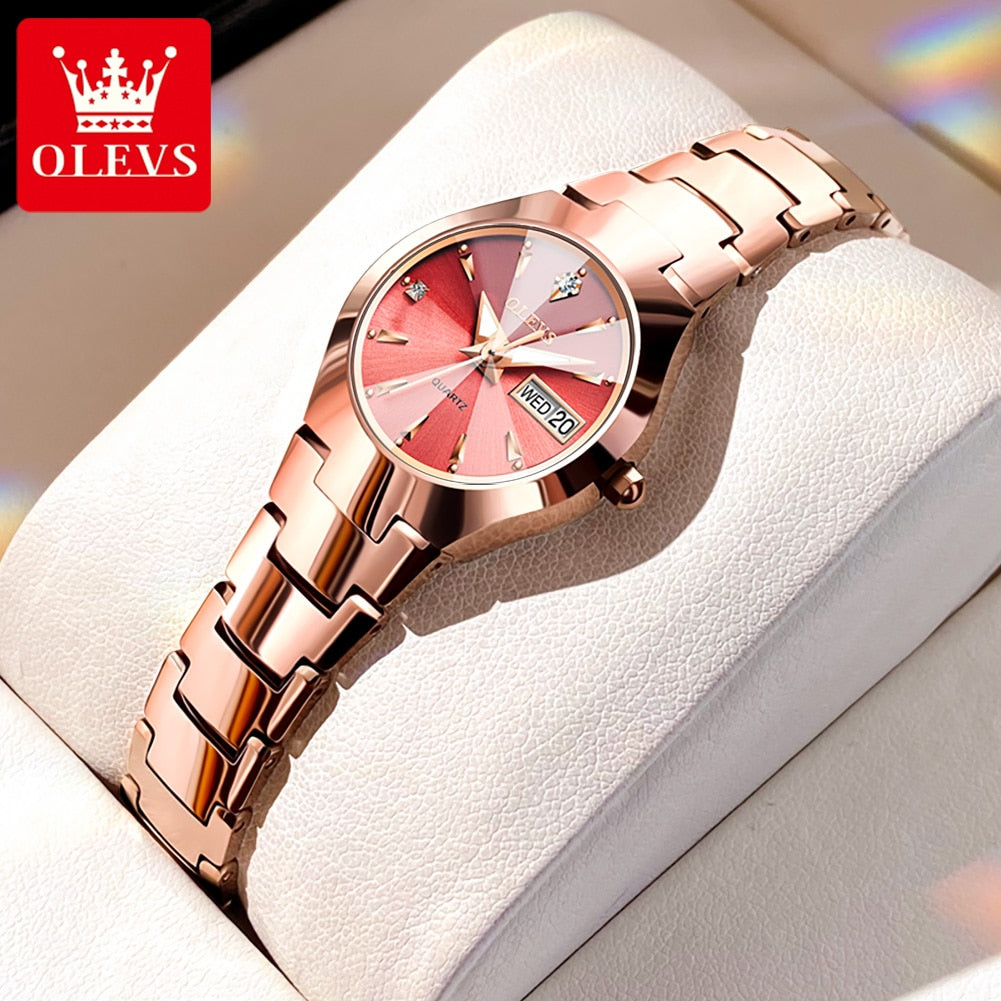 OLEVS Relógio Feminino Original Fino Quartzo à Prova D'água - Aço Tungstênio 8697L 24mm