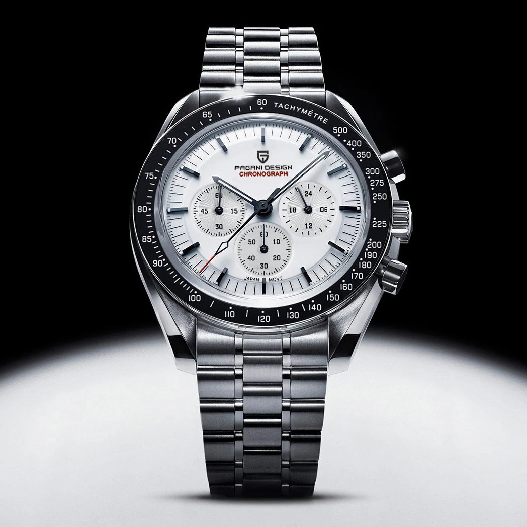 PAGANI DESIGN Relógio Masculino Quartzo Moonwatch PD-1701 V5 - Pulseira de Aço Inoxidável 42mm