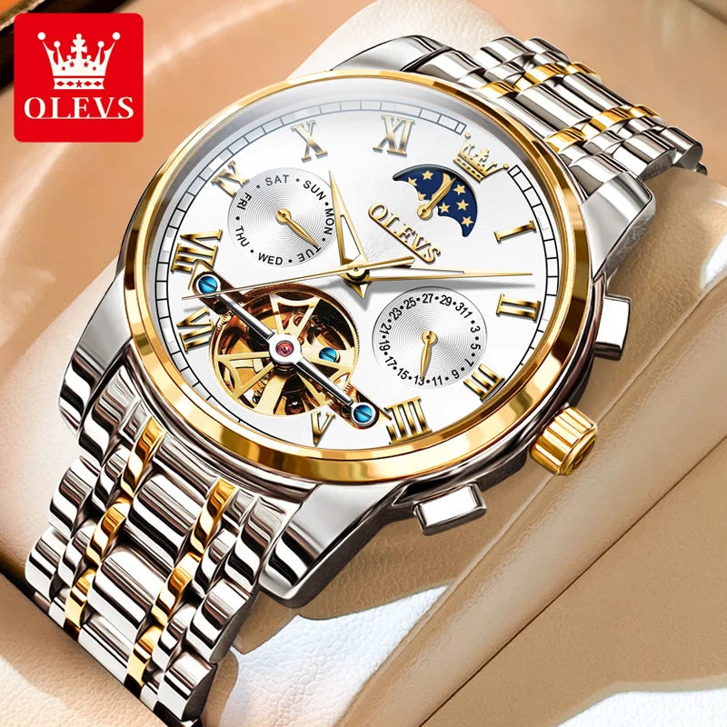 OLEVS Relógio Masculino Mecânico 6617 - Pulseira de Aço Inoxidável 40mm