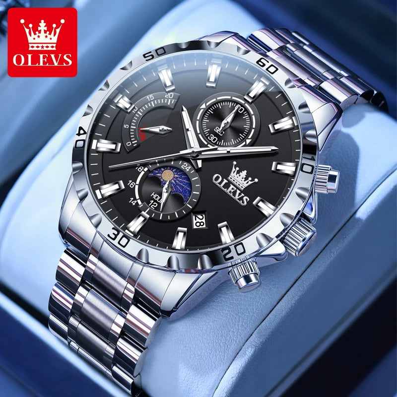 OLEVS Relógio Masculino Quartzo 2953 - Pulseira de Aço Inoxidável 42mm