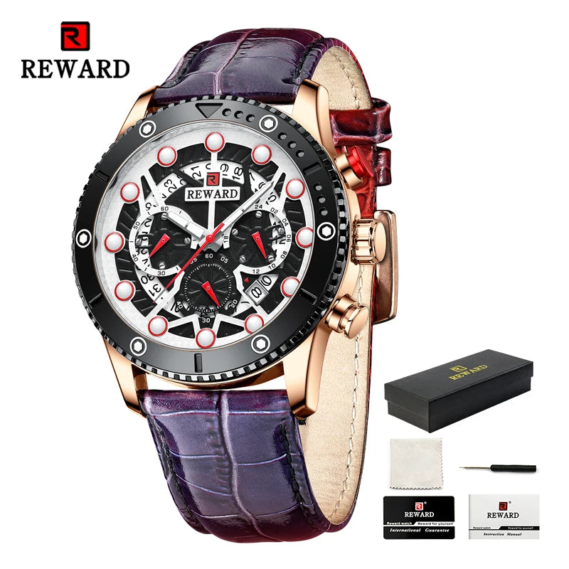 REWARD Relógio Masculino Quartzo - Estilo Esportivo e Funcionalidade 45mm
