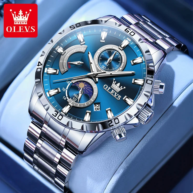 OLEVS Relógio Masculino Quartzo 2953 - Pulseira de Aço Inoxidável 42mm