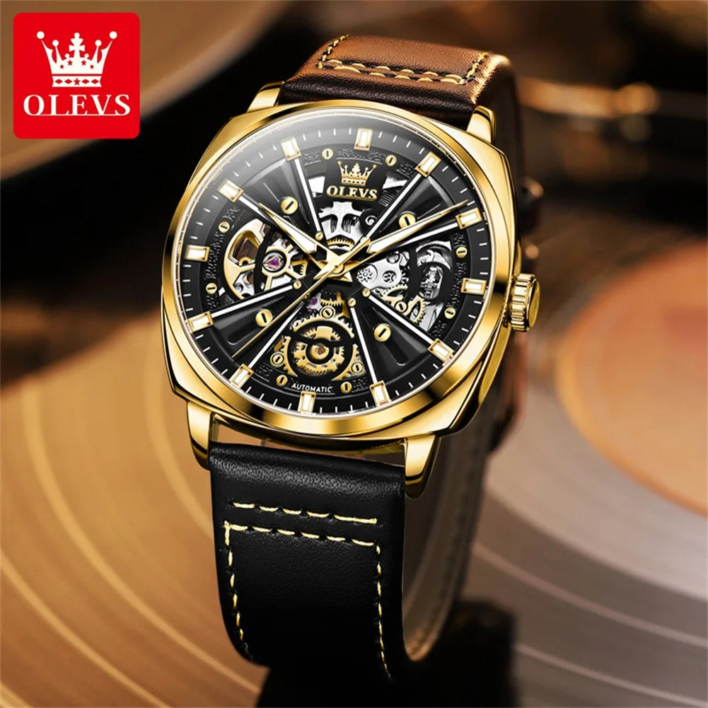 OLEVS Relógio Masculino Automático Esqueleto 6685 - Elegância e Luxo