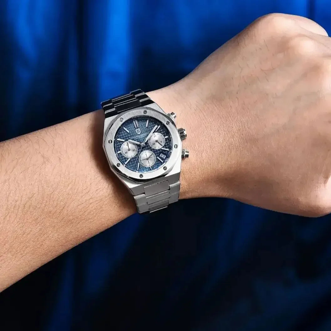 PAGANI DESIGN Relógio Masculino Quartzo PD1707 - Pulseira de Aço Inoxidável 40mm