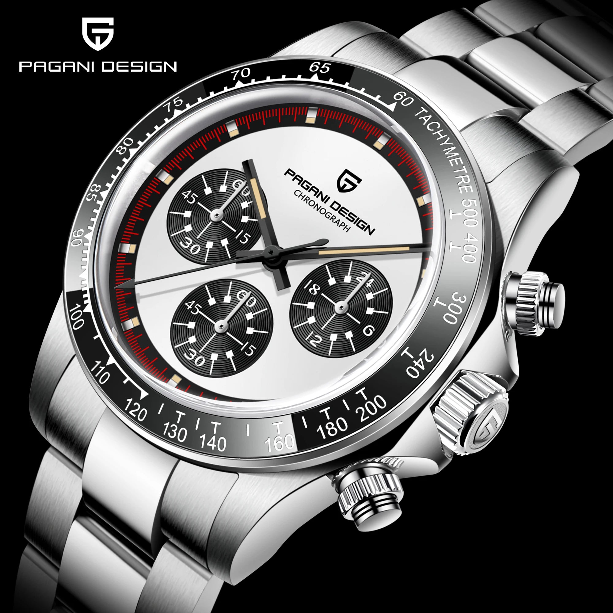 PAGANI DESIGN Relógio Masculino Quartzo PD-1676 - Pulseira de Aço Inoxidável 40mm